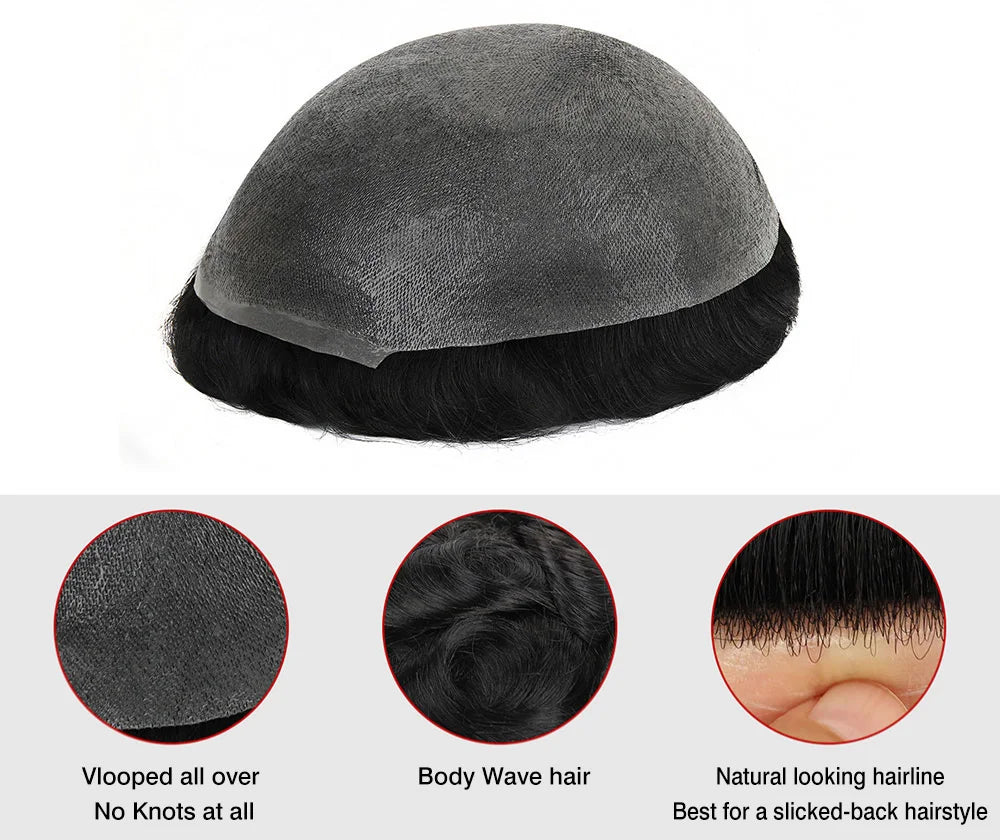Ultra Thin Skin Hair System for Men | Invisible Human Hair Toupee
